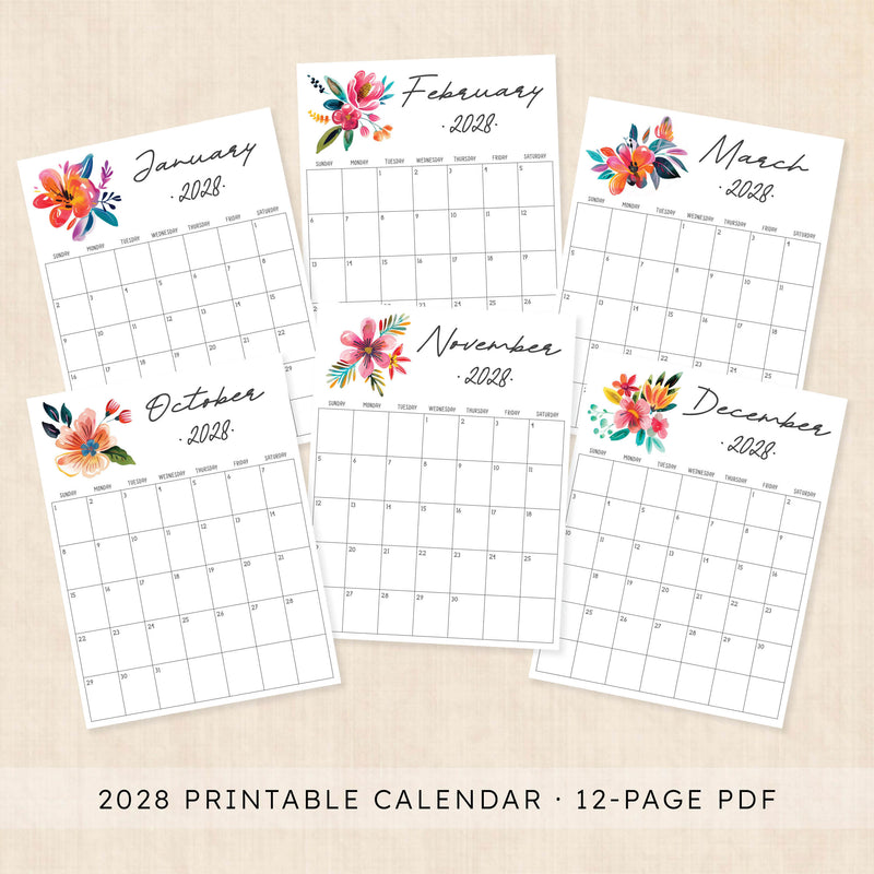 2028 calendar printable