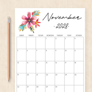 2028 calendar printable