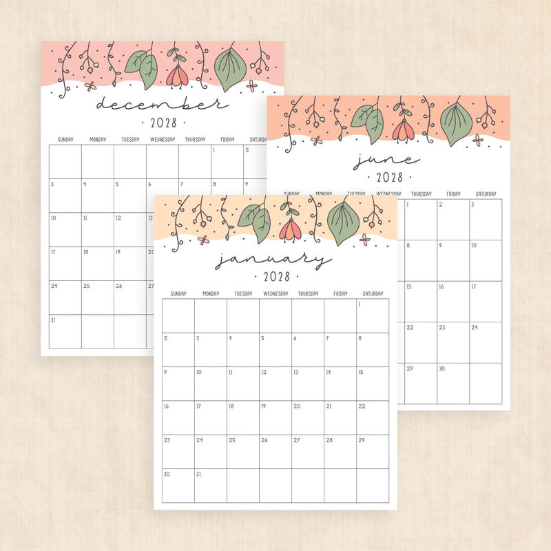 2028 calendar printable