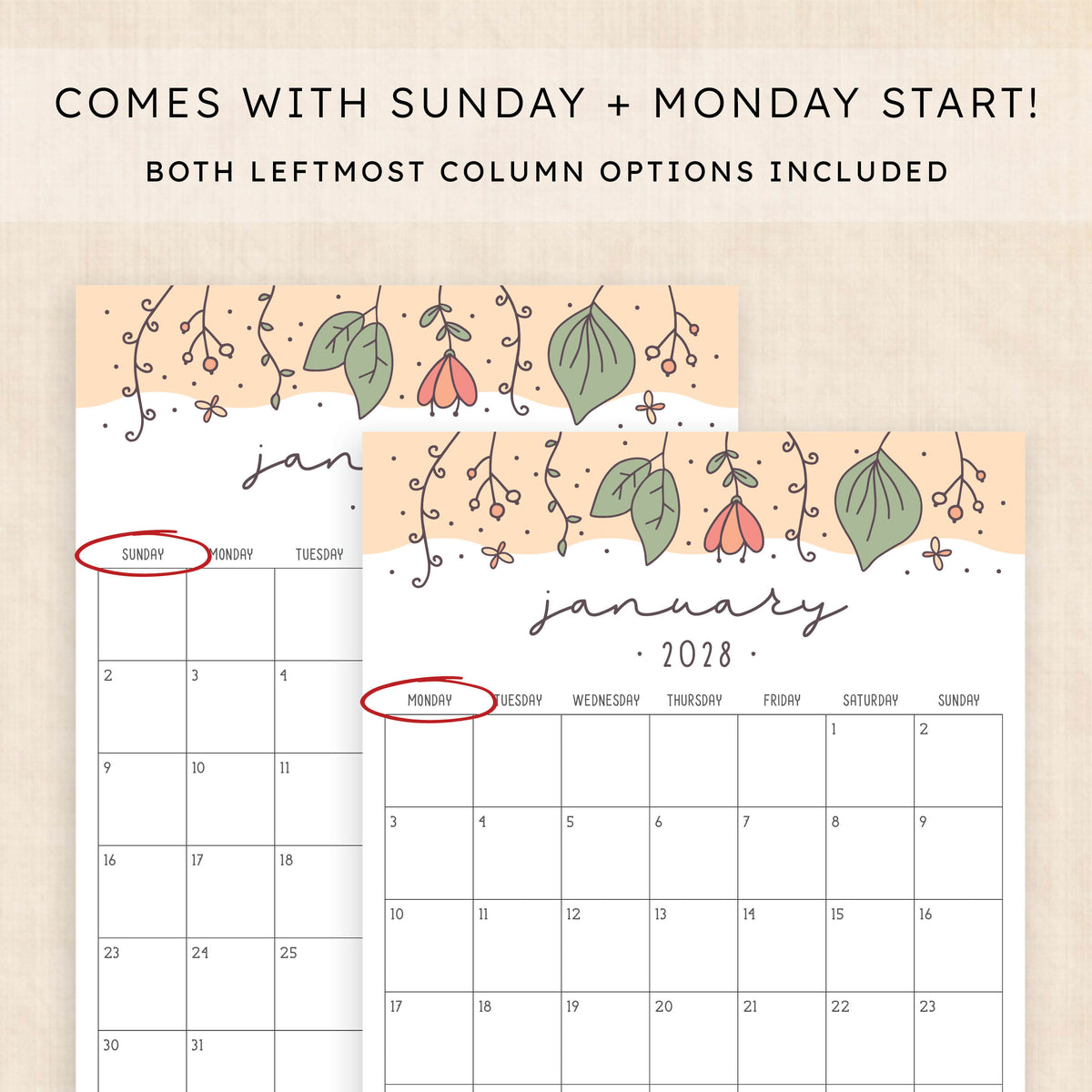 2028 calendar printable