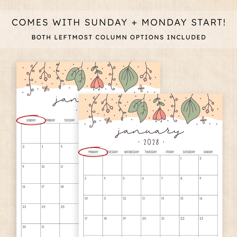 2028 calendar printable