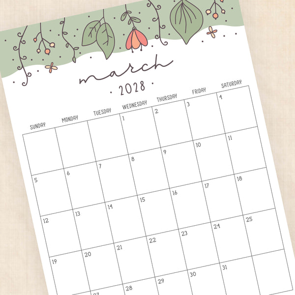 2028 calendar printable