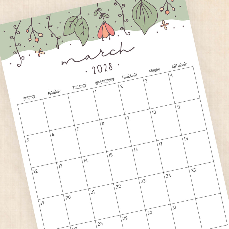 2028 calendar printable