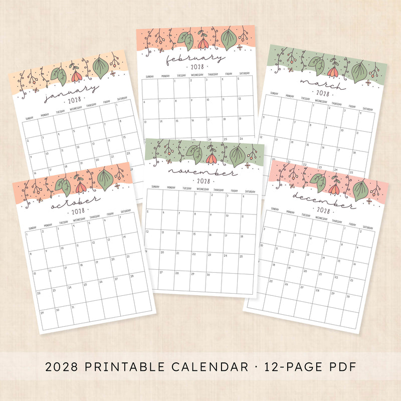 2028 calendar printable