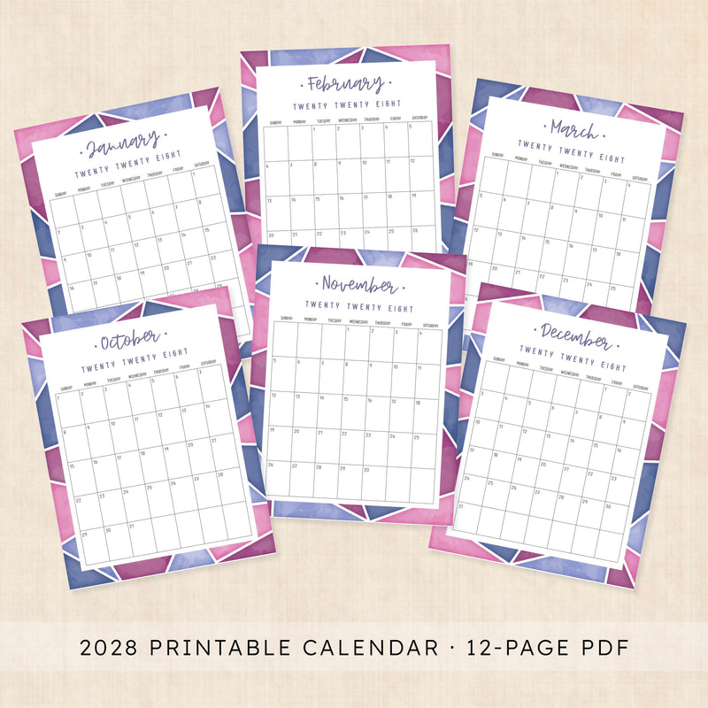2028 calendar printable
