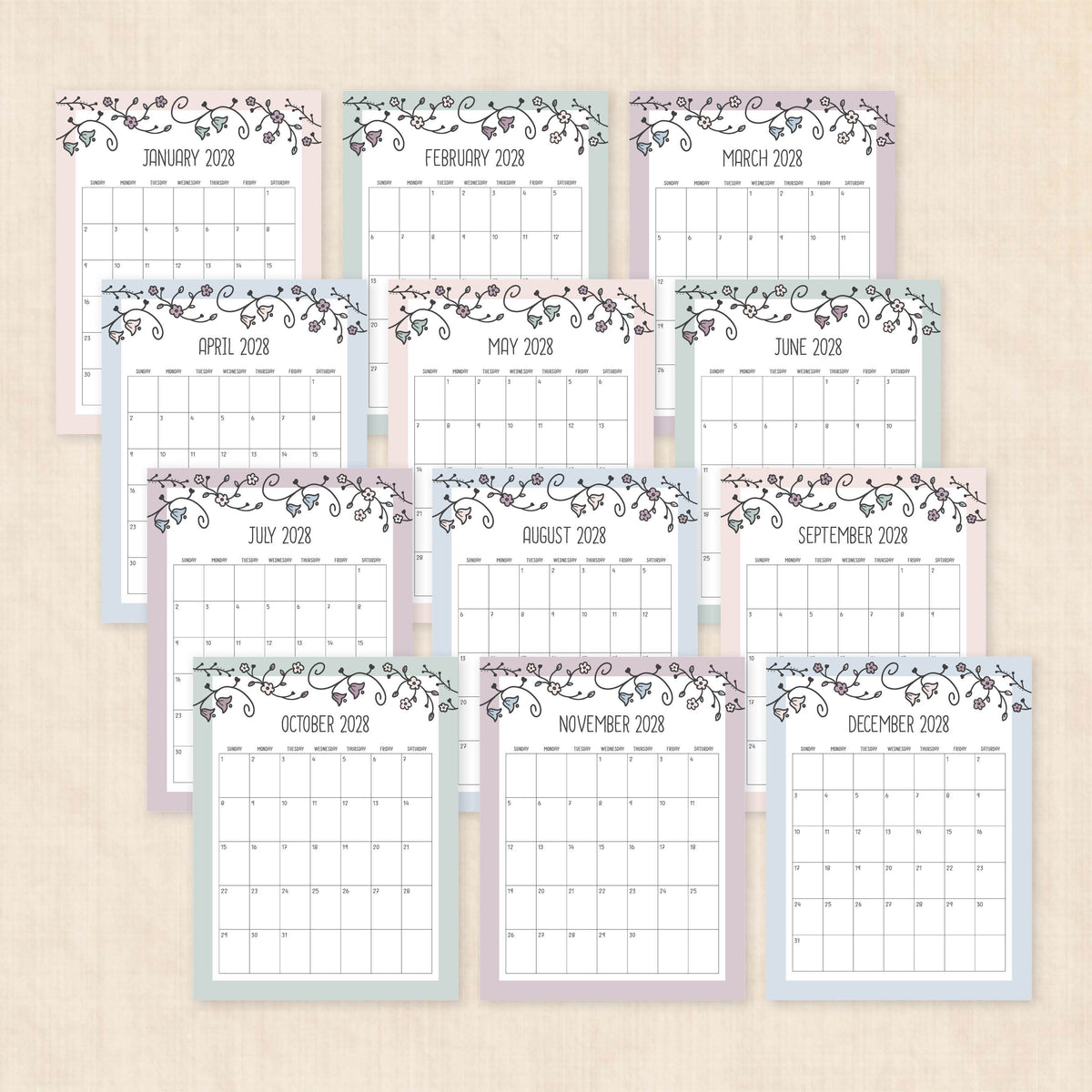 2028 calendar printable