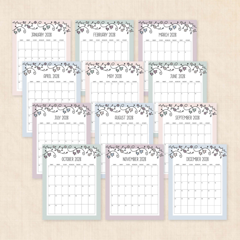 2028 calendar printable