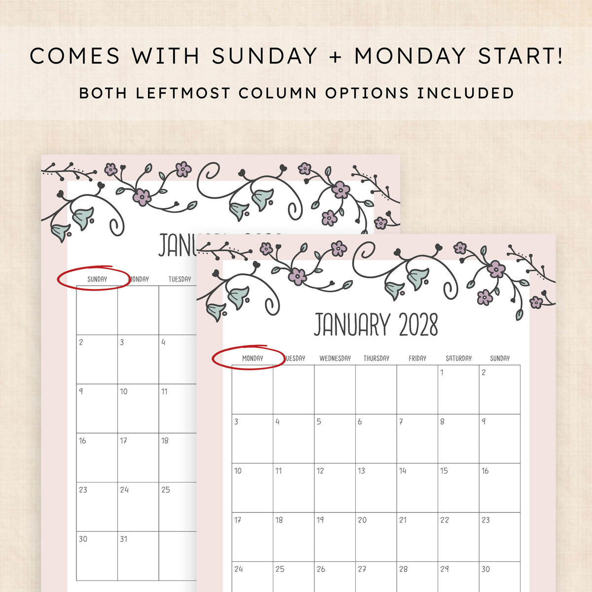 2028 calendar printable