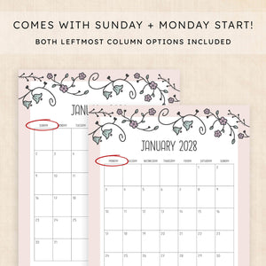 2028 calendar printable