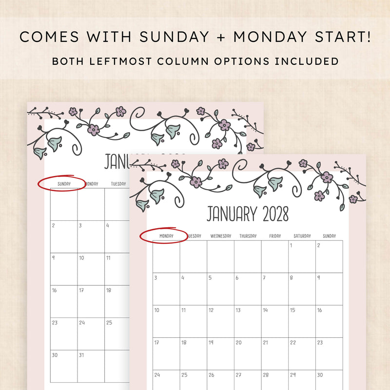 2028 calendar printable