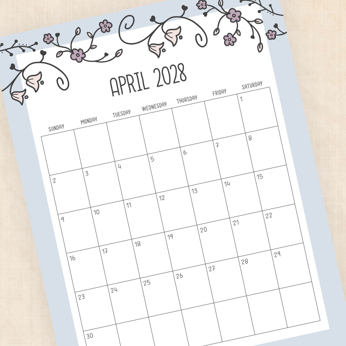 2028 calendar printable