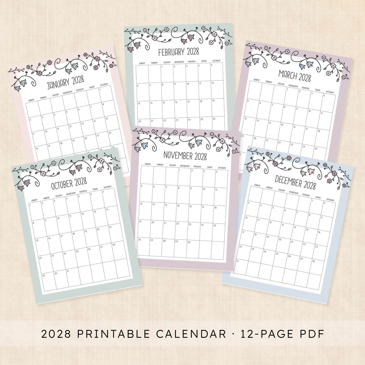 2028 calendar printable
