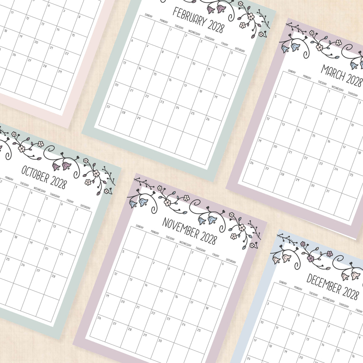 2028 calendar printable