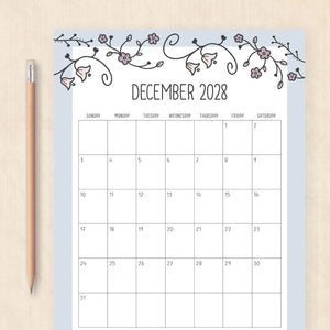 2028 calendar printable