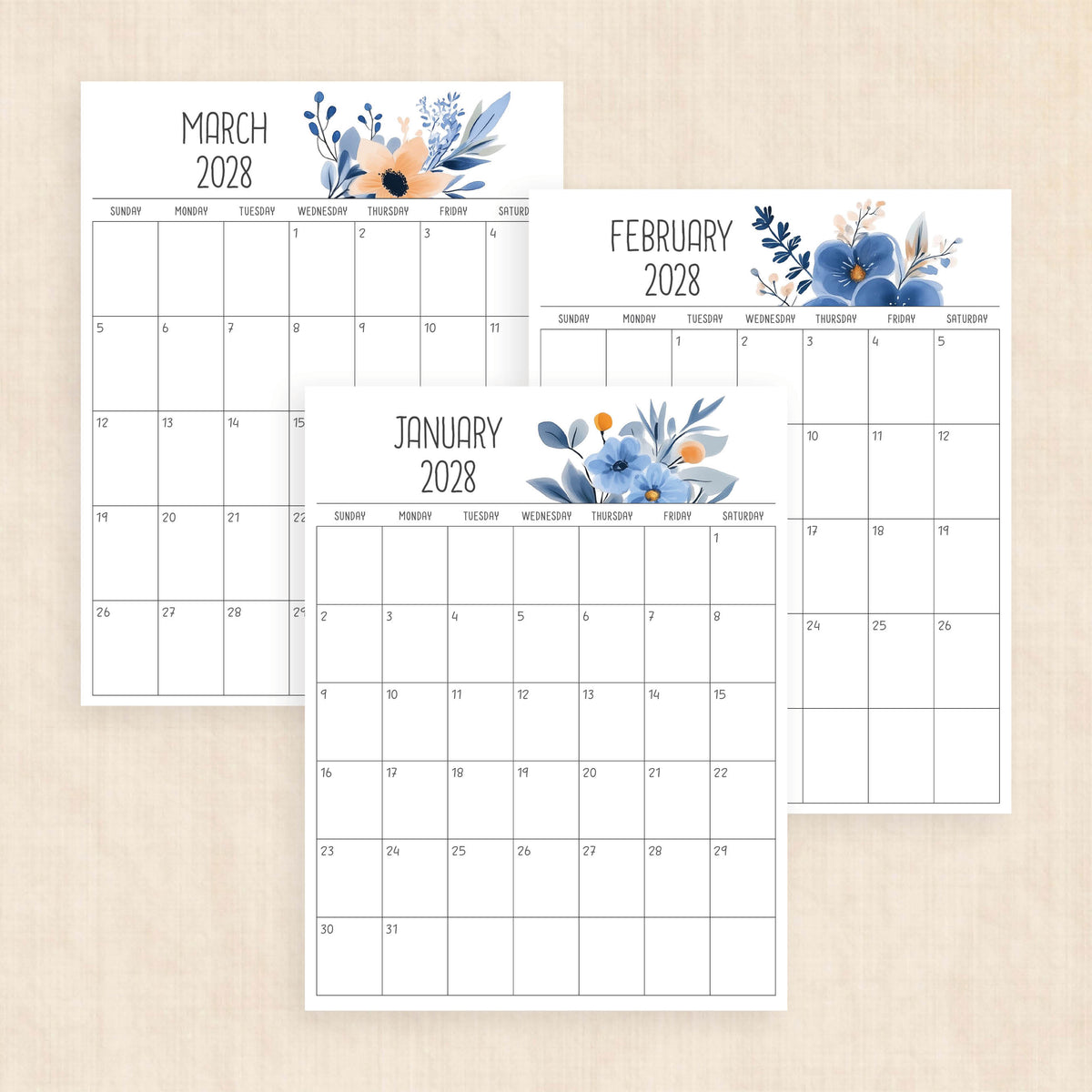 2028 calendar printable