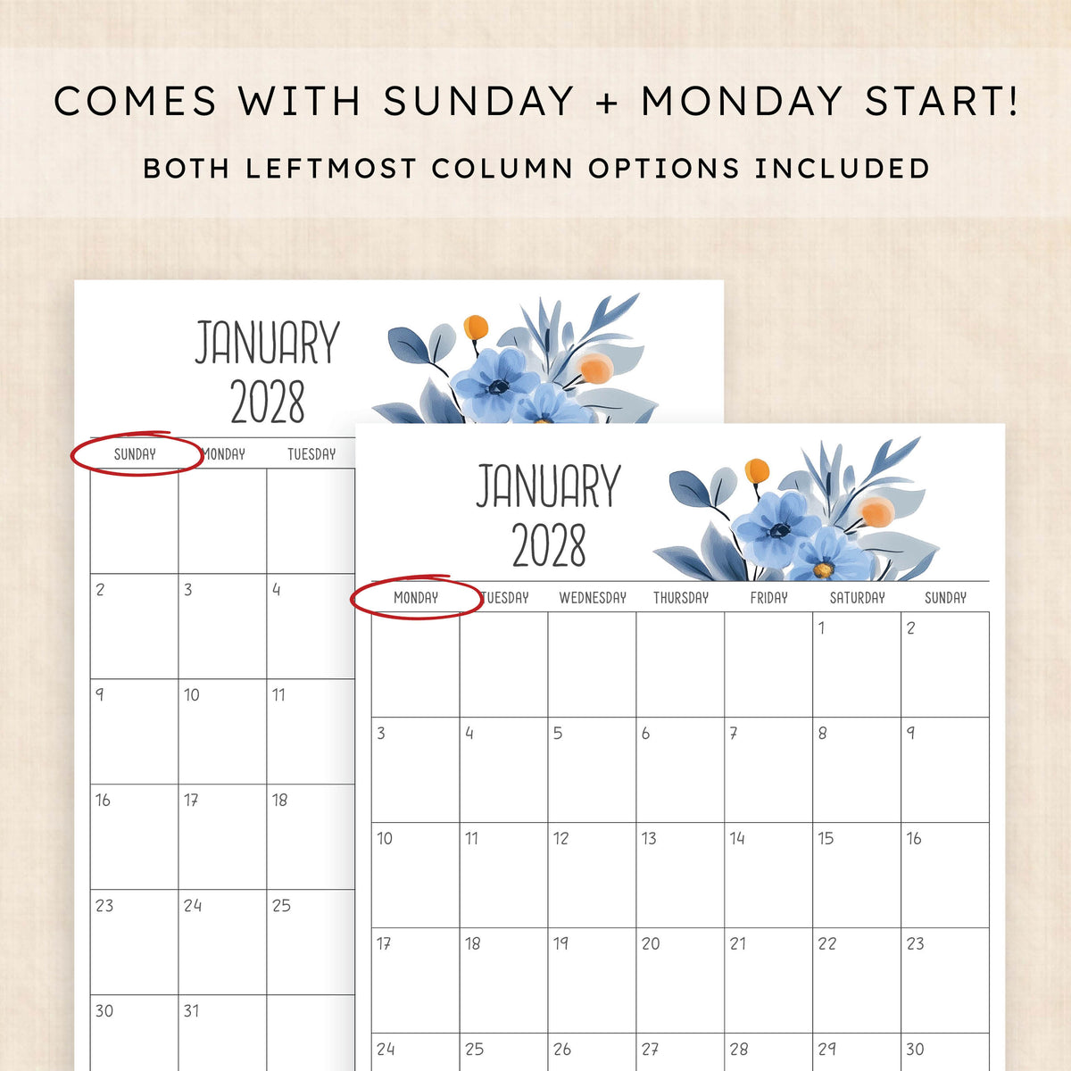 2028 calendar printable