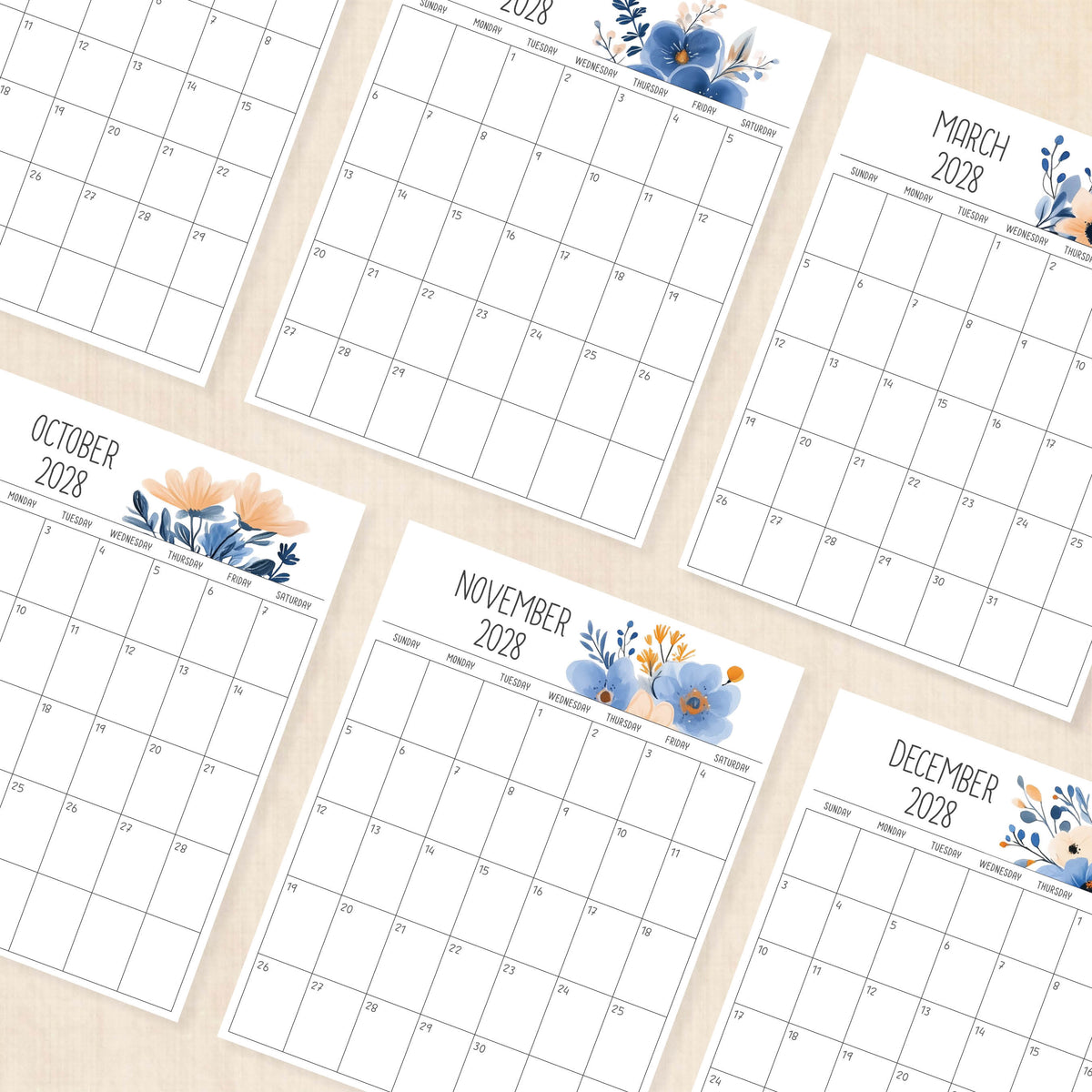 2028 calendar printable