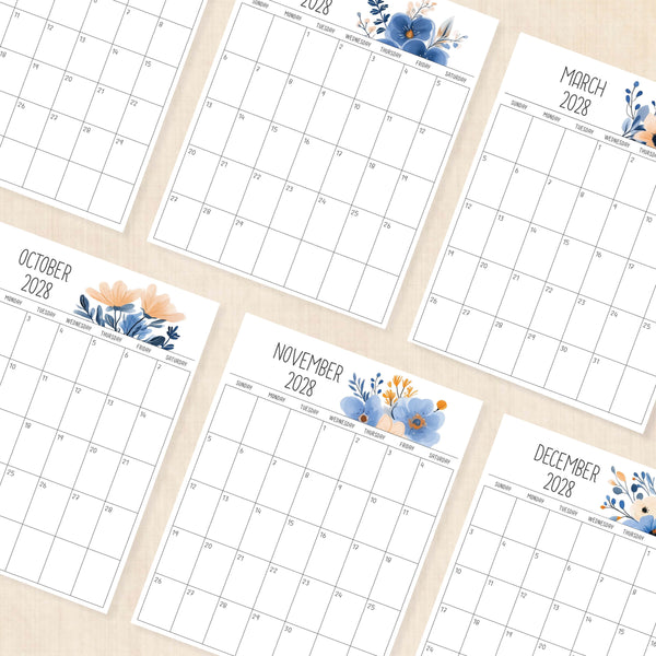 2028 calendar printable