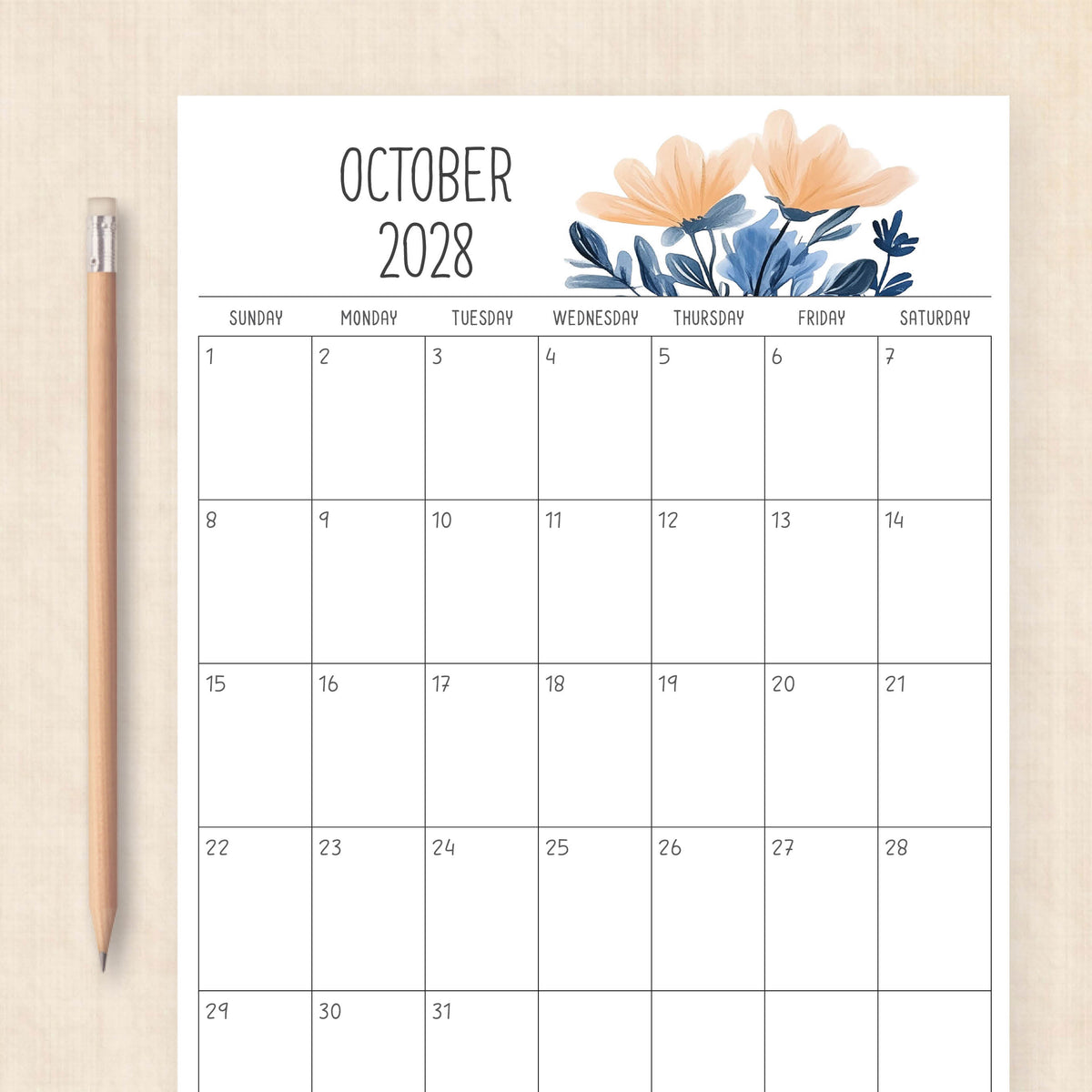 2028 calendar printable