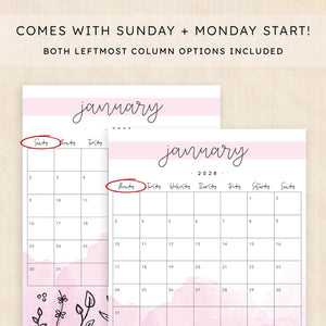 2028 calendar printable