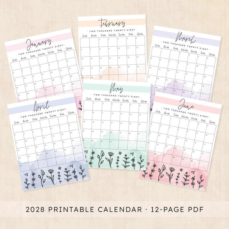 2028 calendar printable