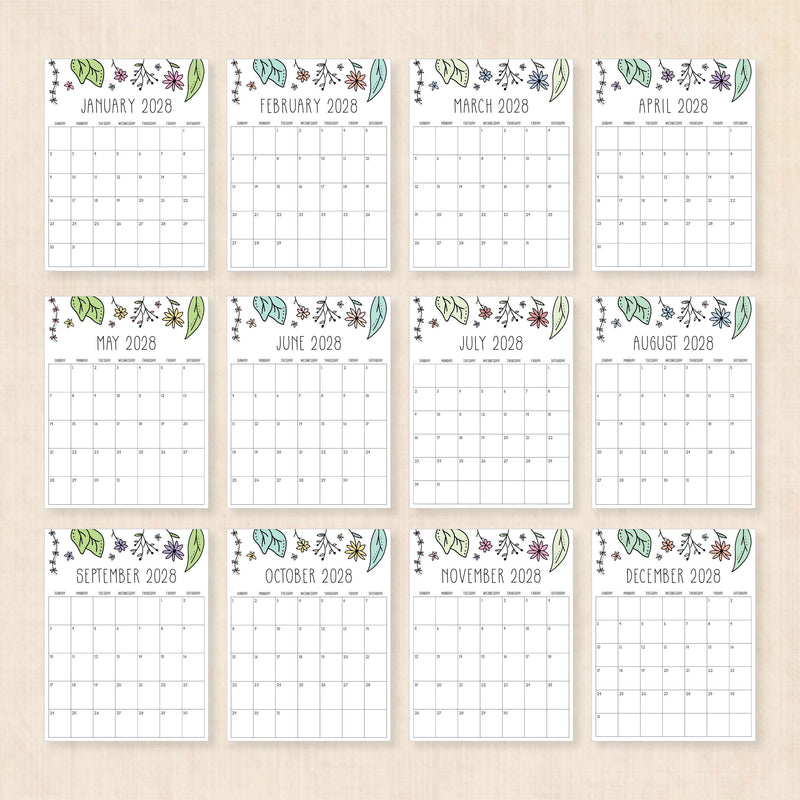 2028 calendar printable