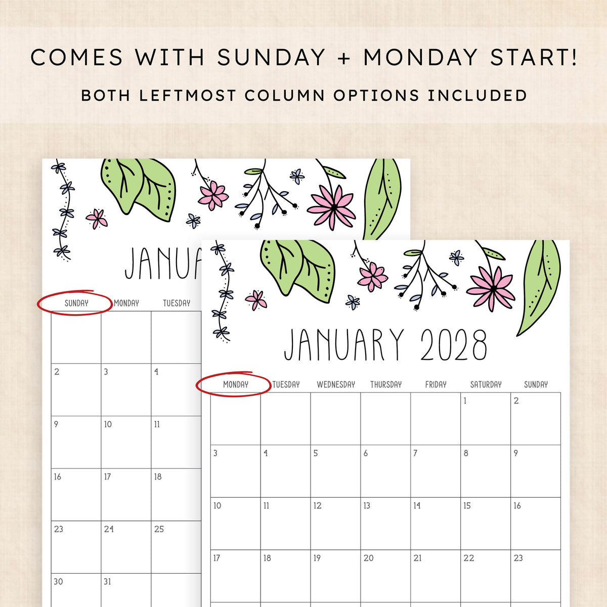 2028 calendar printable