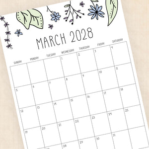 2028 calendar printable