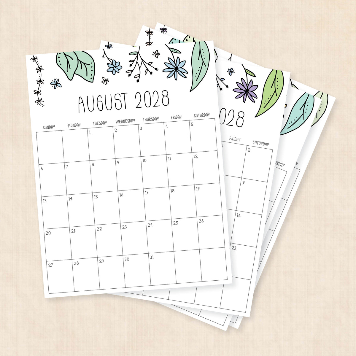 2028 calendar printable