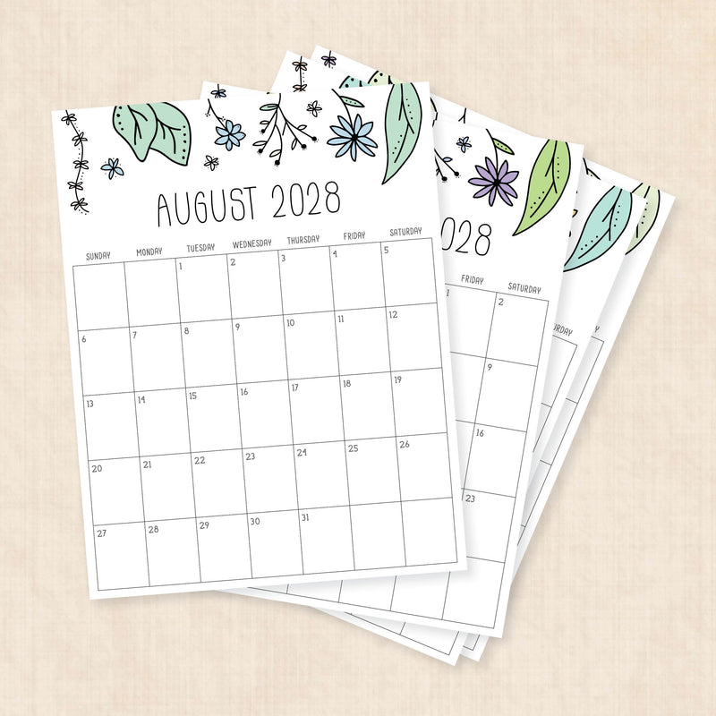 2028 calendar printable