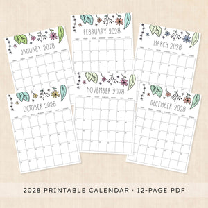 2028 calendar printable