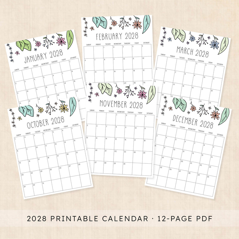 2028 calendar printable