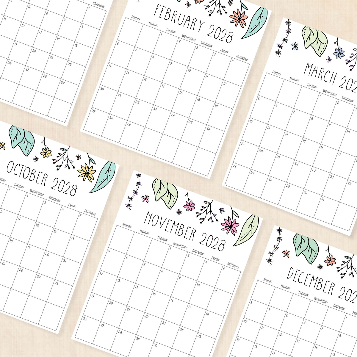 2028 calendar printable