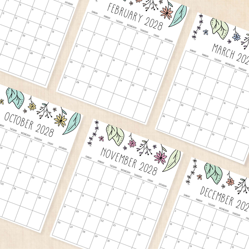 2028 calendar printable