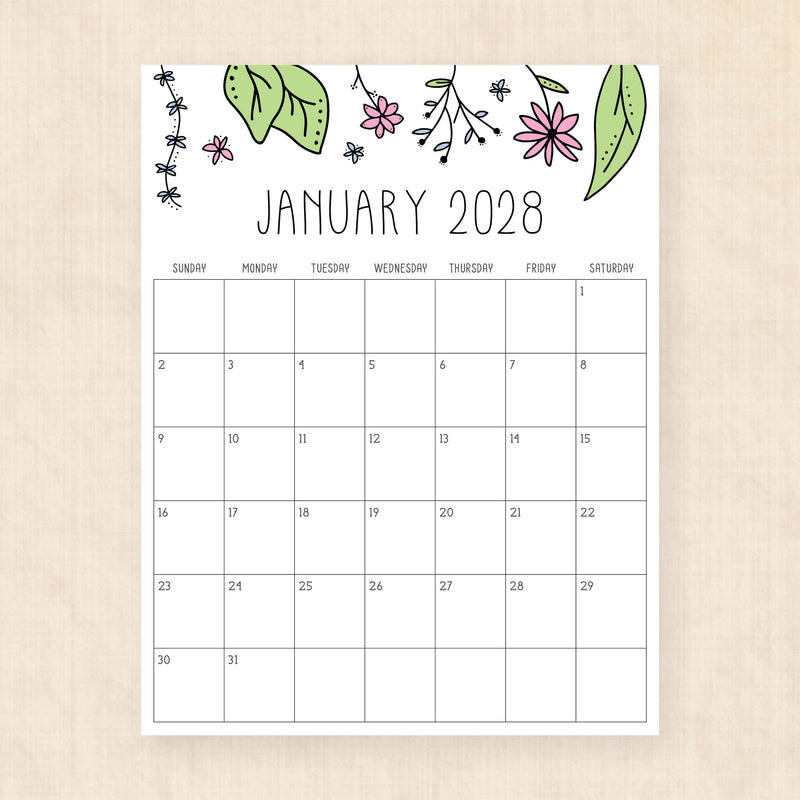 2028 calendar printable