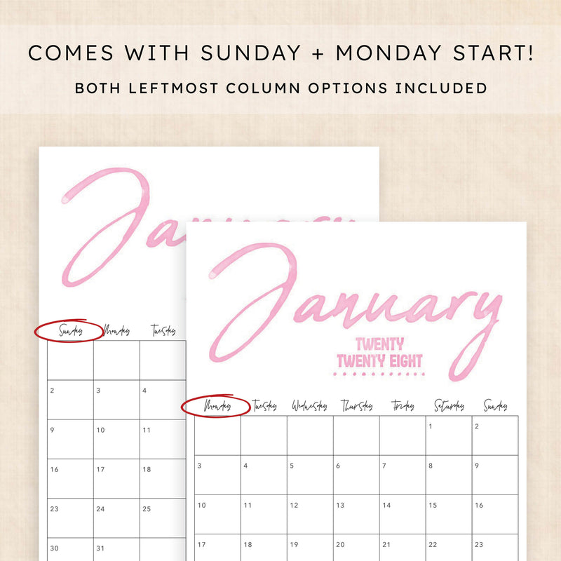 2028 calendar printable