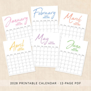 2028 calendar printable