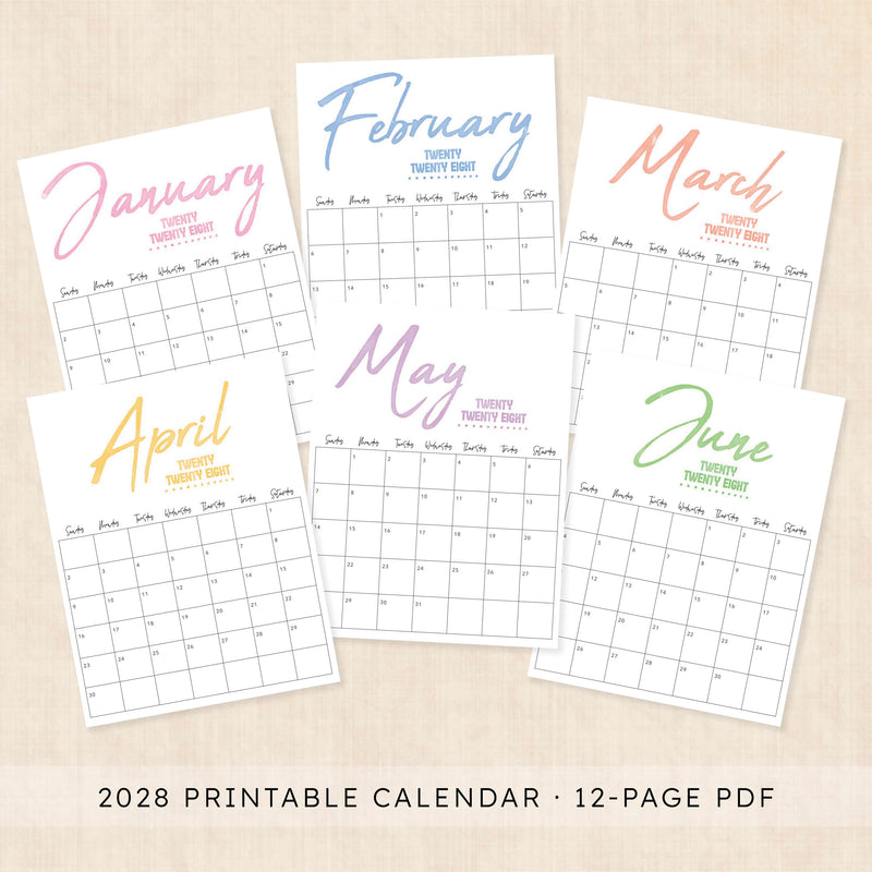 2028 calendar printable