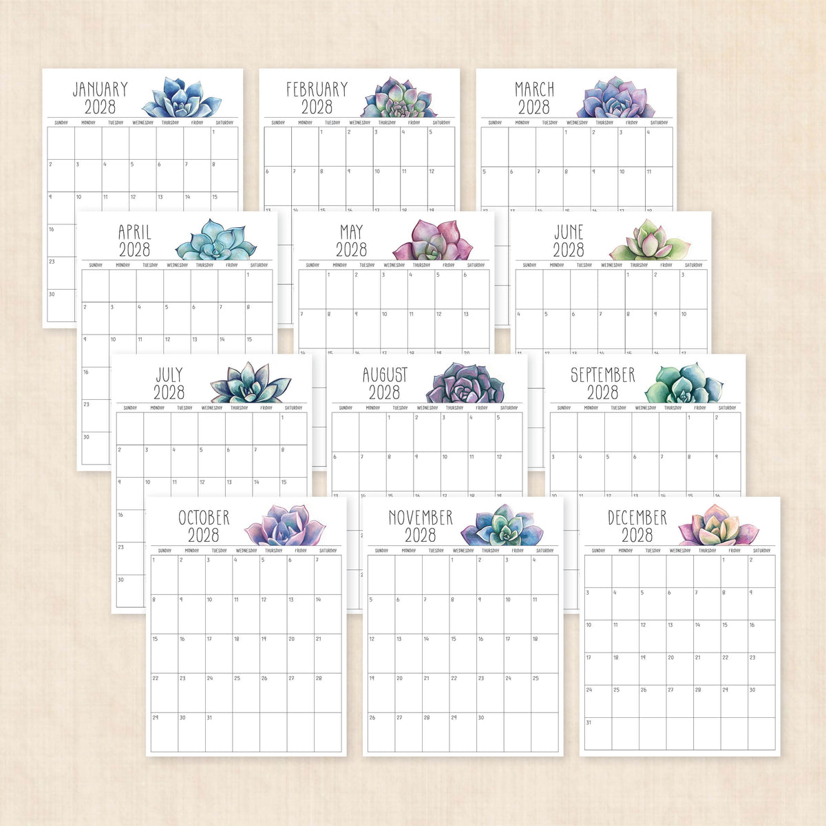 2028 calendar printable