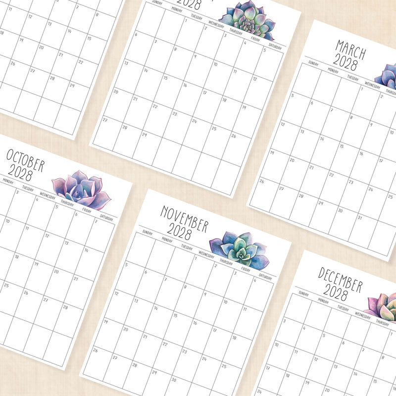 2028 calendar printable
