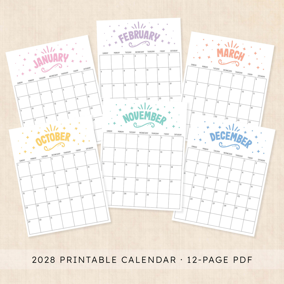 2028 calendar printable