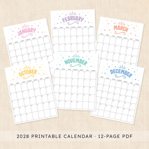 2028 calendar printable