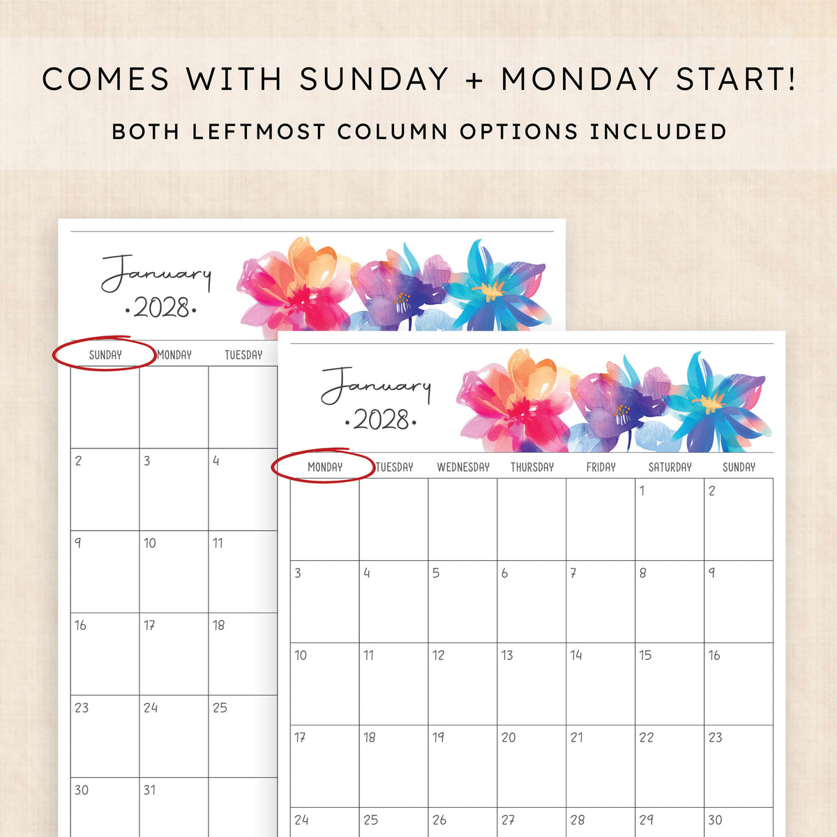 2028 calendar printable