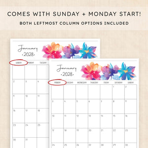 2028 calendar printable