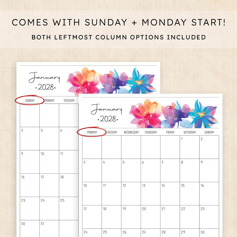 2028 calendar printable