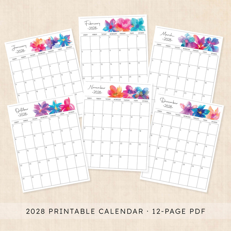 2028 calendar printable