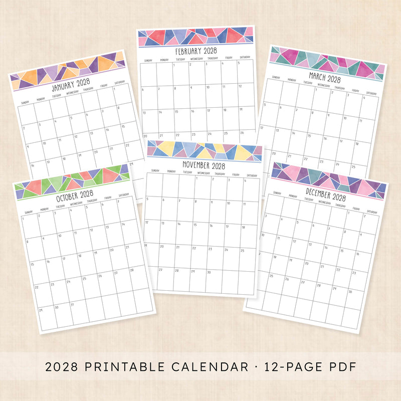 2028 calendar printable
