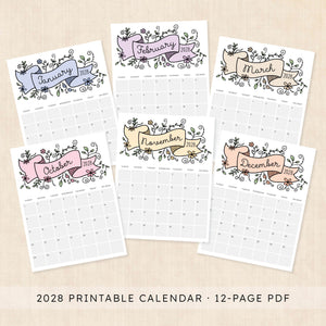 2028 calendar printable