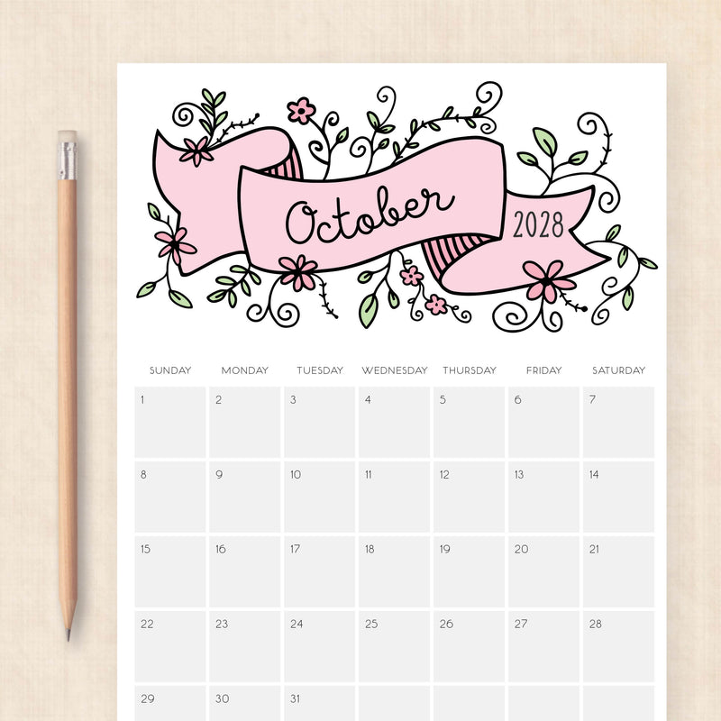 2028 calendar printable