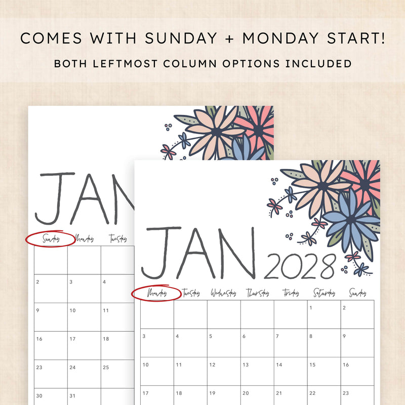 2028 calendar printable